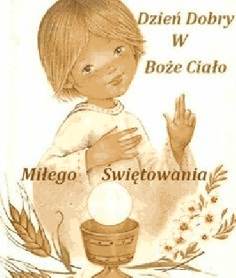 Chłopczyk miłego świętowania Boże Ciało